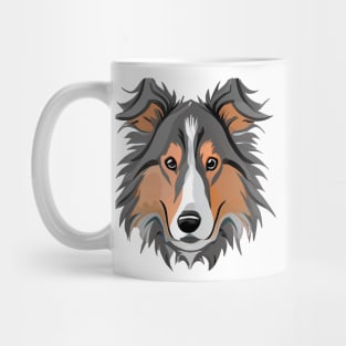 A head of a collie dog in front view Mug